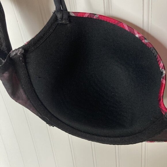 Cacique Pink Black Plaid Lace Trim Balconette Underwire Double Strap Bra-40D - Picture 8 of 12